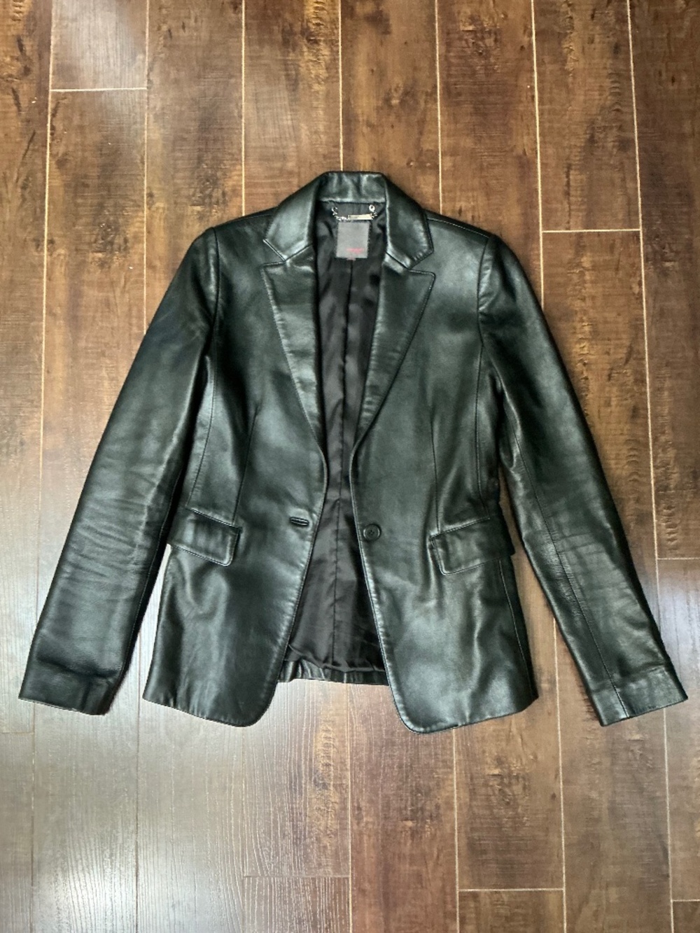 Black 100% leather blazer for women size XS (minimalist CBK)